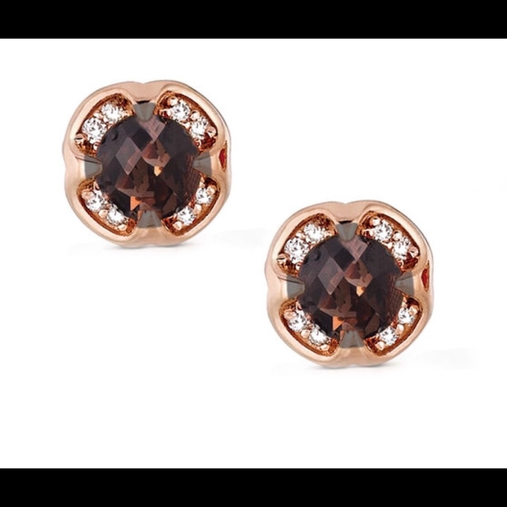 Chocolate Quartz & Vanilla Diamonds Earrings
